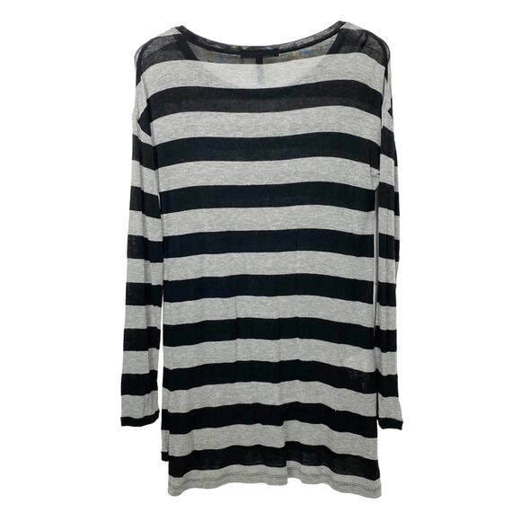 BCBGMaxAzria gray & black striped lightweight sweater tunic TOP women's S small - Picture 6 of 7